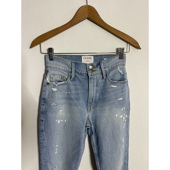 Frame Jeans 25 Heritage Le Sylvie Kick Flare Boot High Rise Denim Crop - Picture 3 of 10